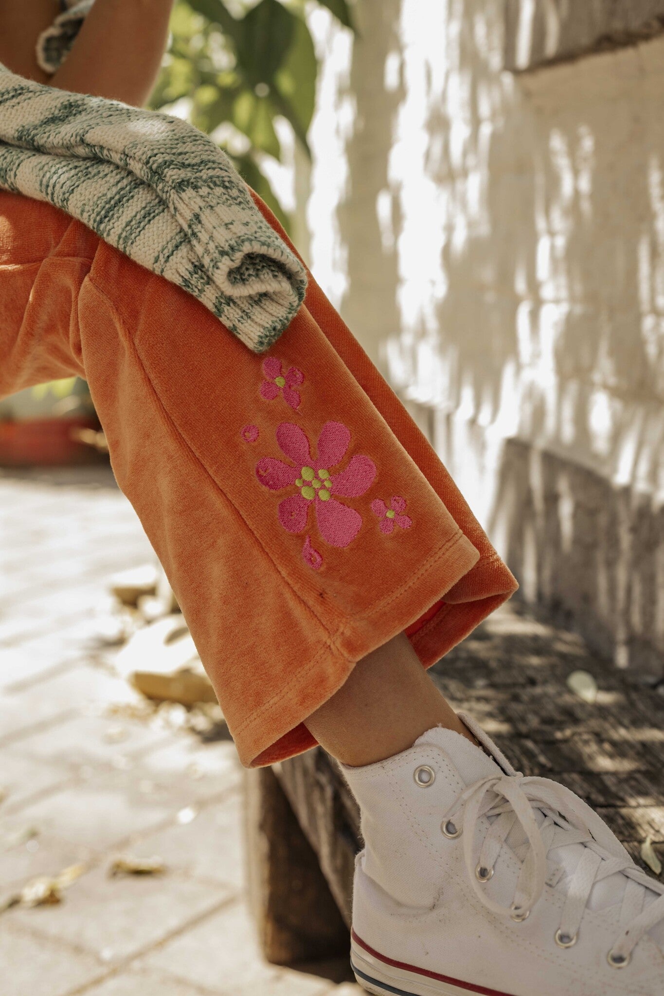 Children's Embroidered Floral Flares