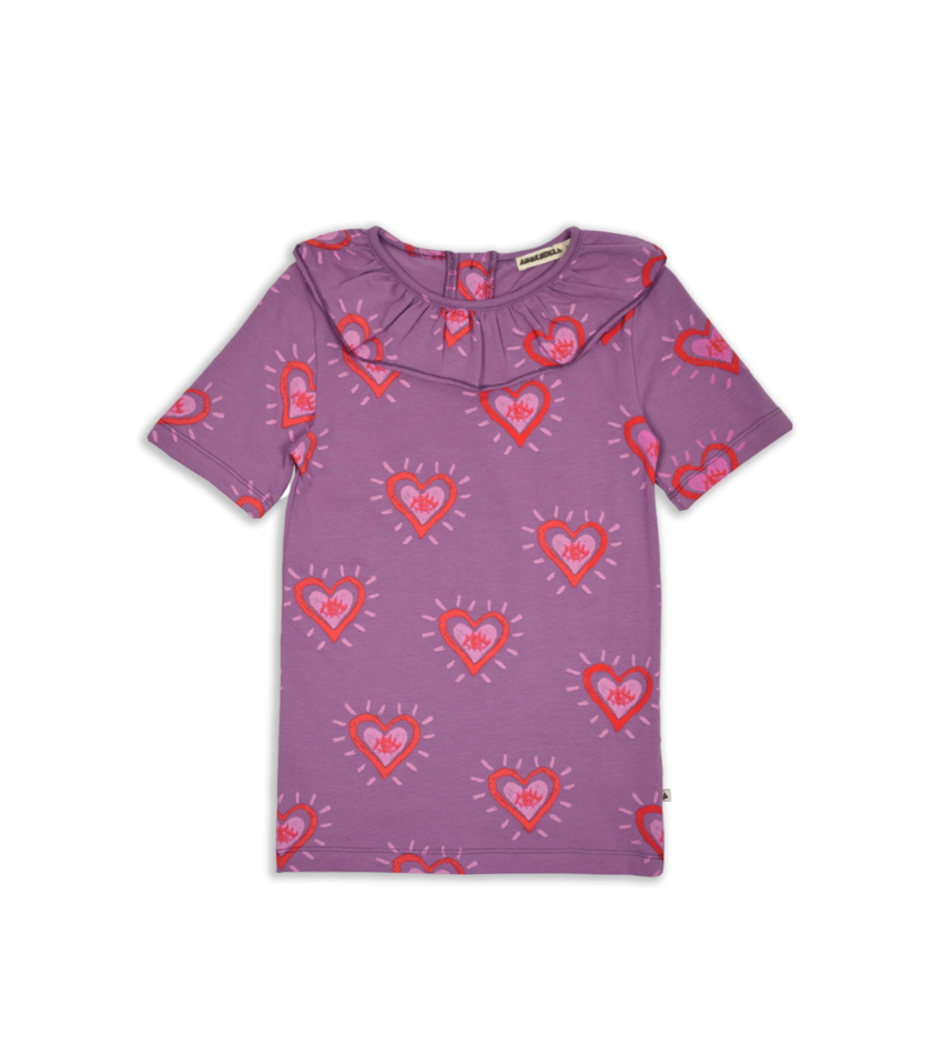 Children's Mauve Heart Collared Top