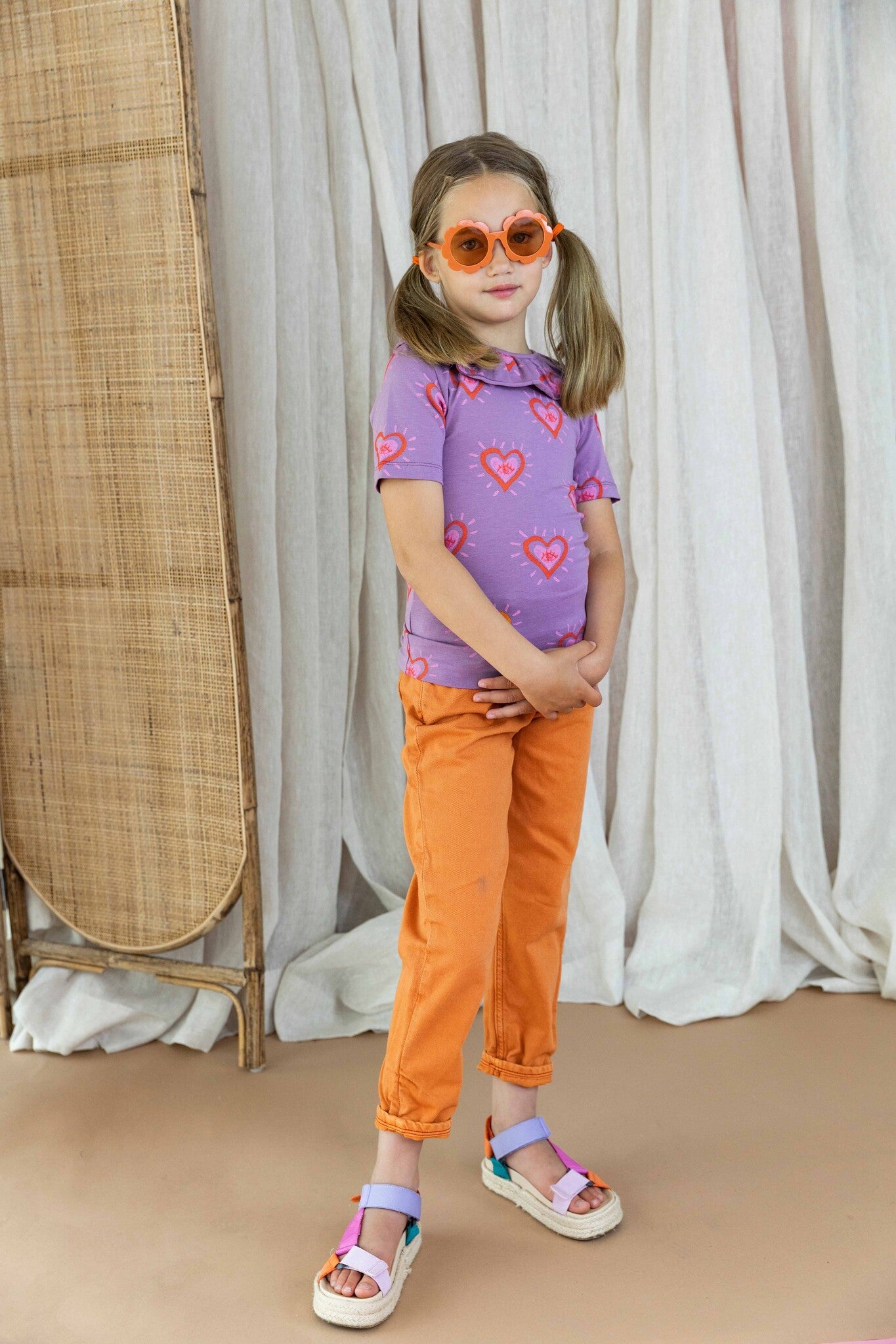 Children's Mauve Heart Collared Top