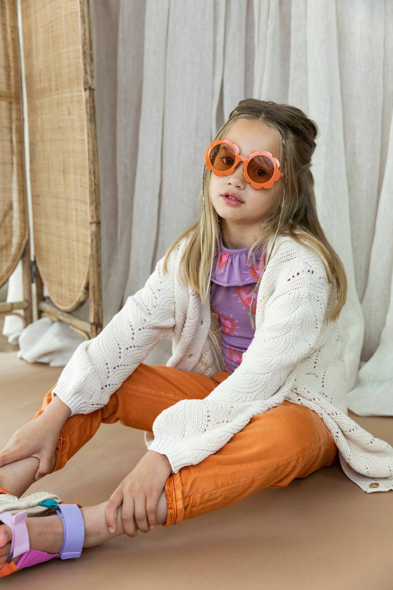 Children's Mauve Heart Collared Top
