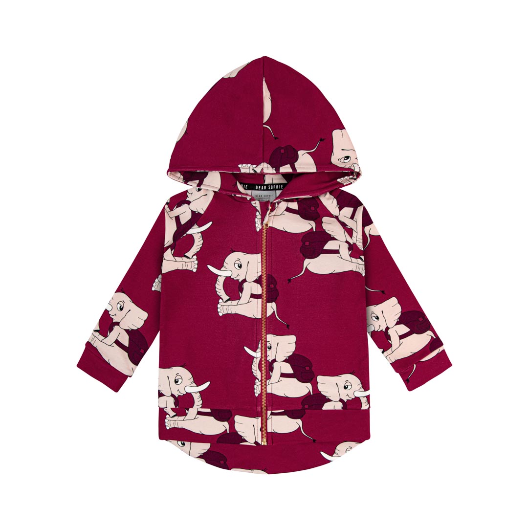Children's Dark Red Ellie Elephant HOODIE