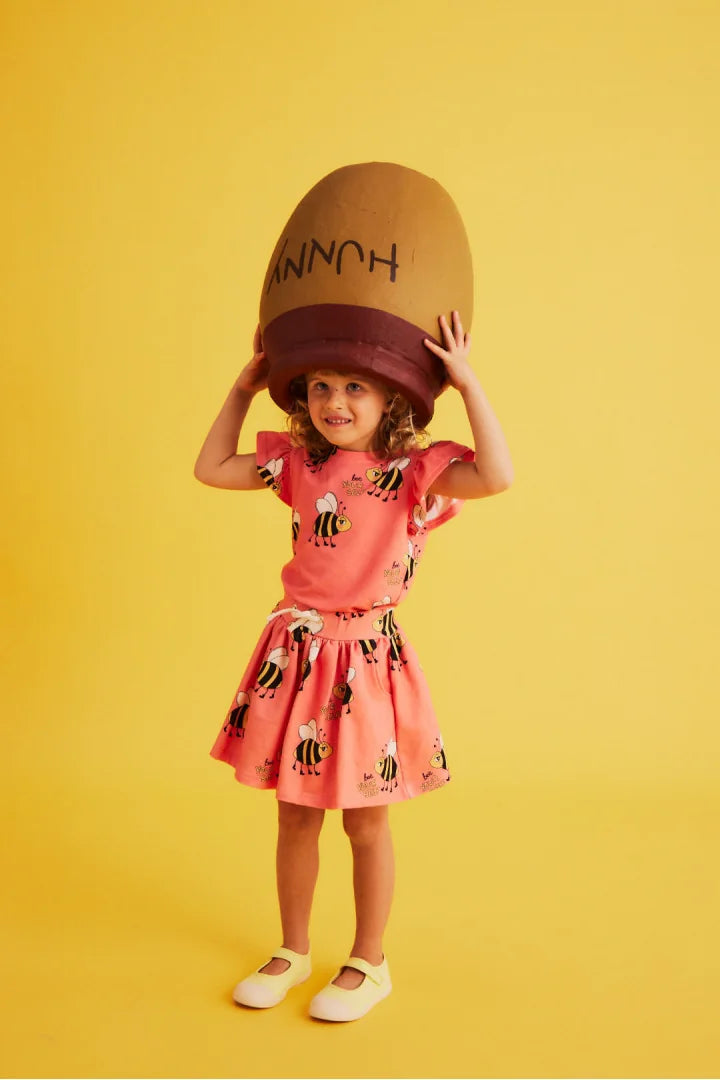 Children's Pink Bee Frilled Tank Top