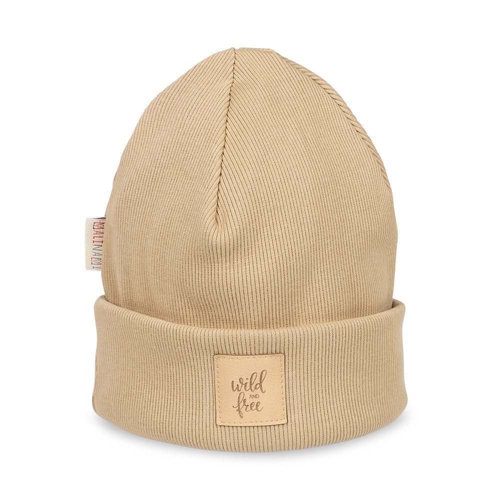 Children's Ribbed Beanie in Cream