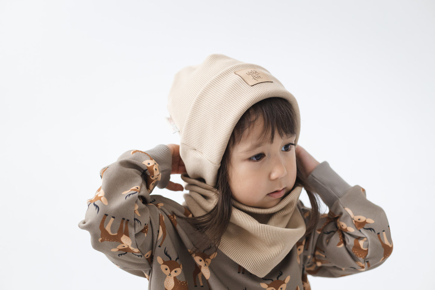 Children's Ribbed Beanie in Cream