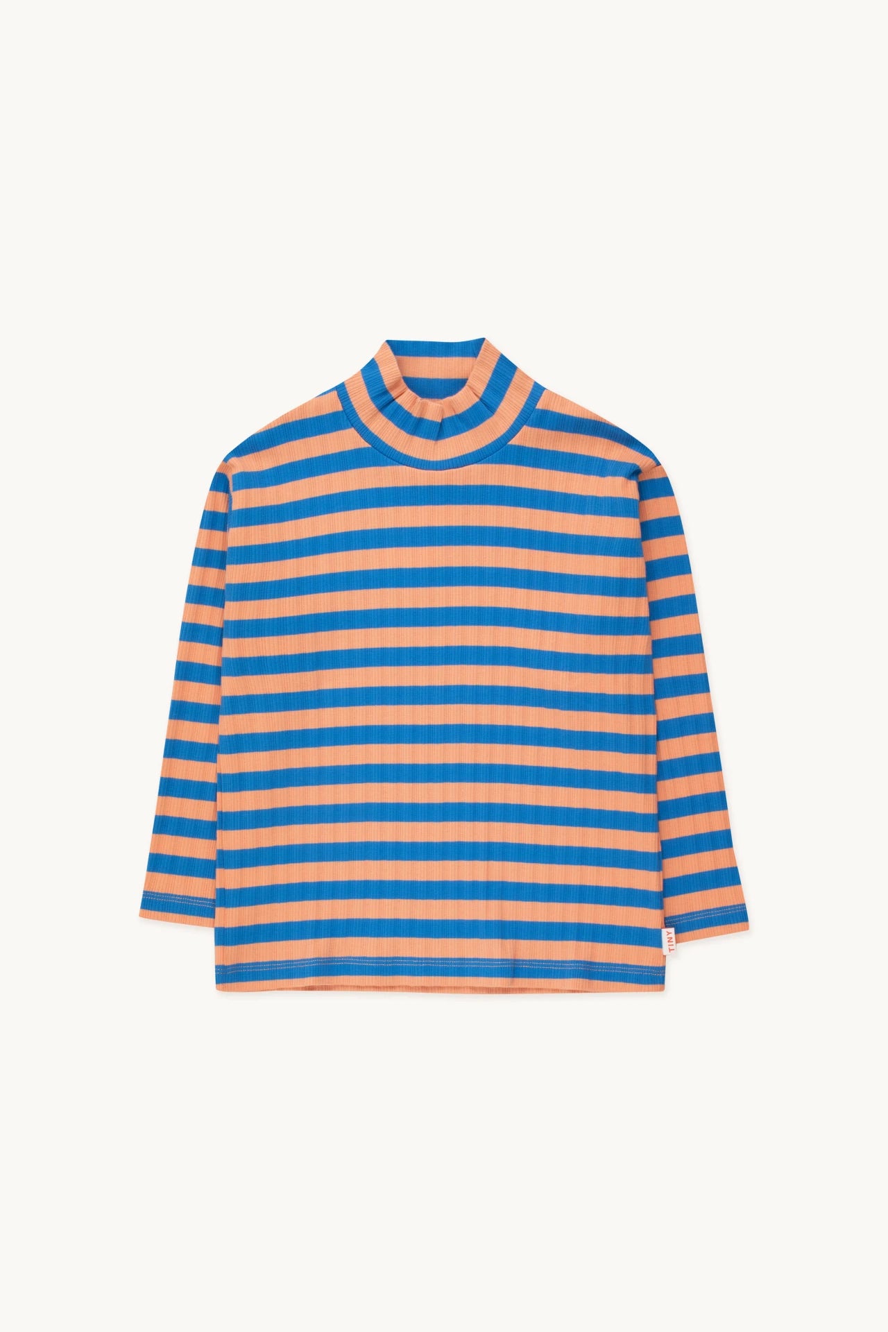 Kid's STRIPES MOCKNECK TEE in Rust and Blue