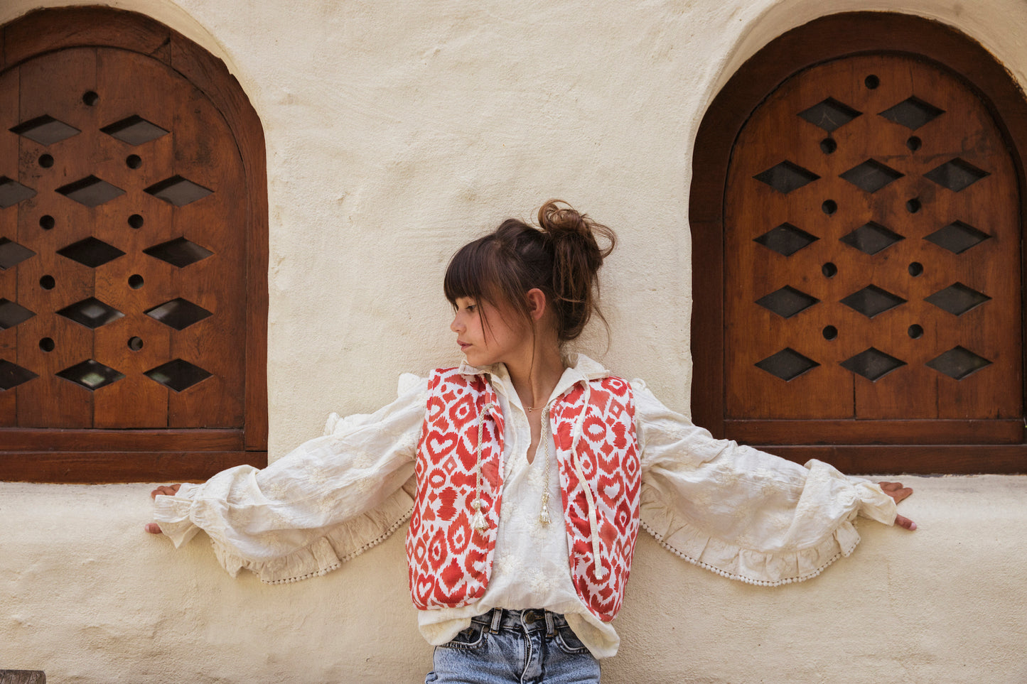 Children's Arctic Wolf Balloon Sleeved Blouse (kaya 09)