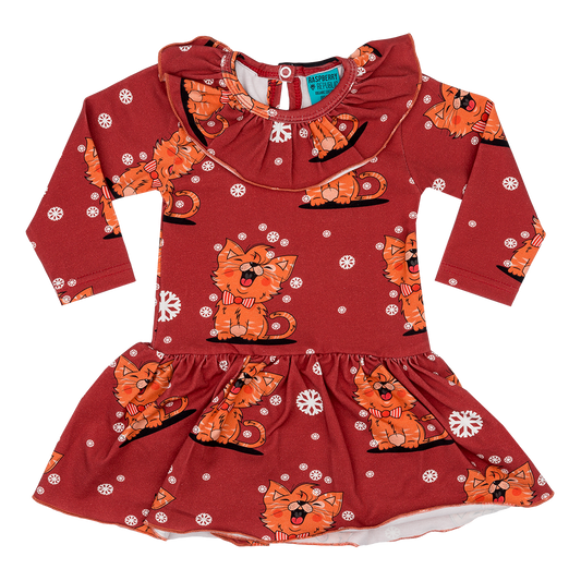 Organic Cotton Baby Dress in Meow Meow by Raspberry Republic kidhood ireland