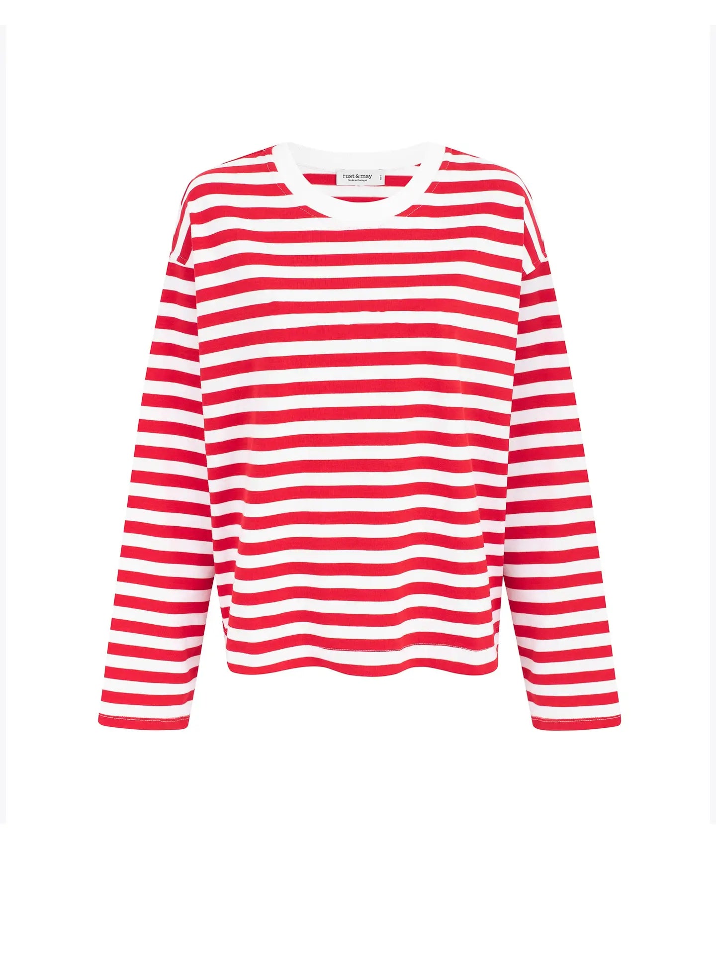 Organic Red Adult Striped Long Sleeve