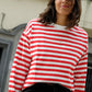 Organic Red Adult Striped Long Sleeve