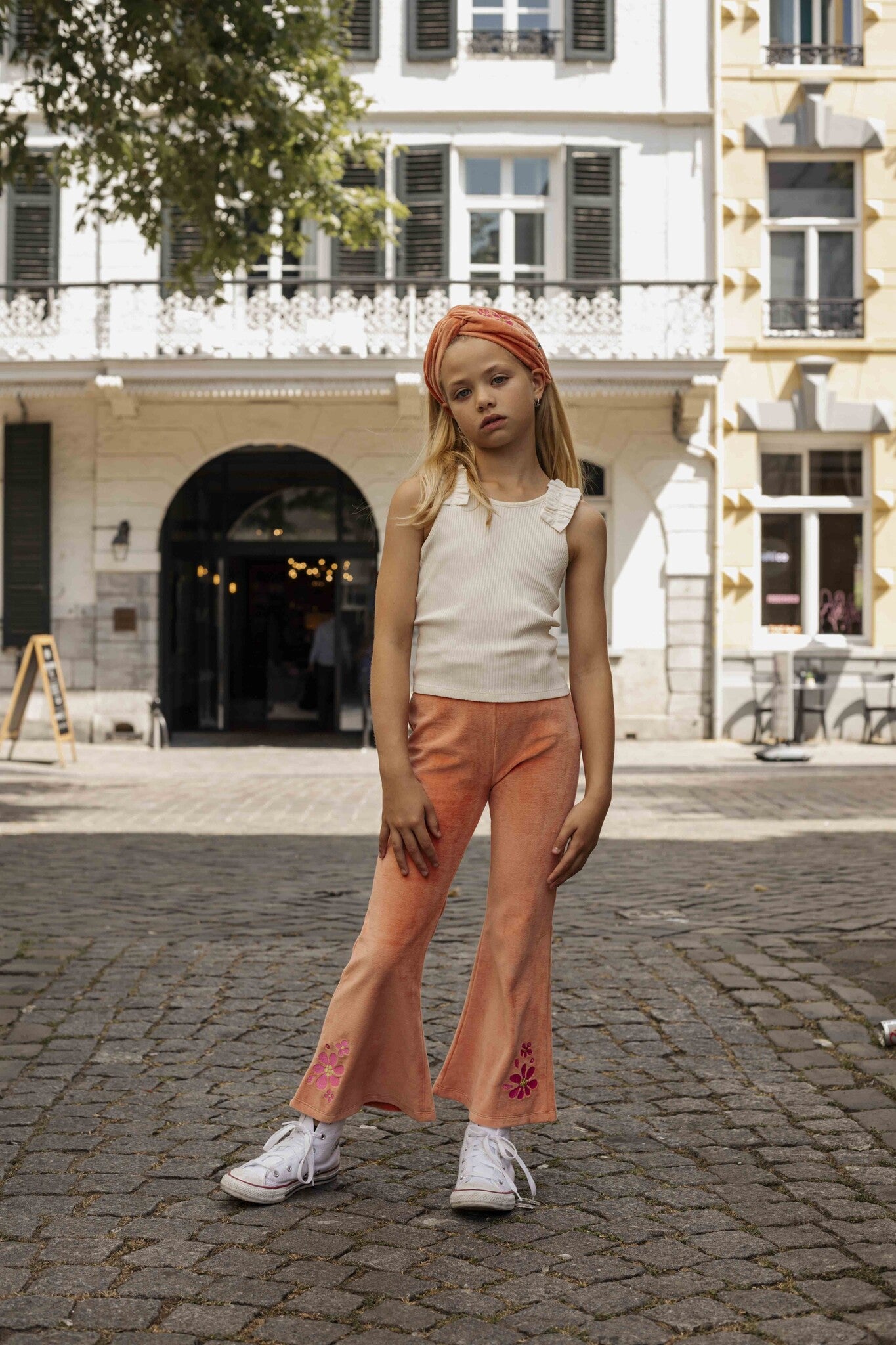 Children's Embroidered Floral Flares