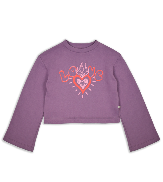 Children's Purple Love Cropped Sweater