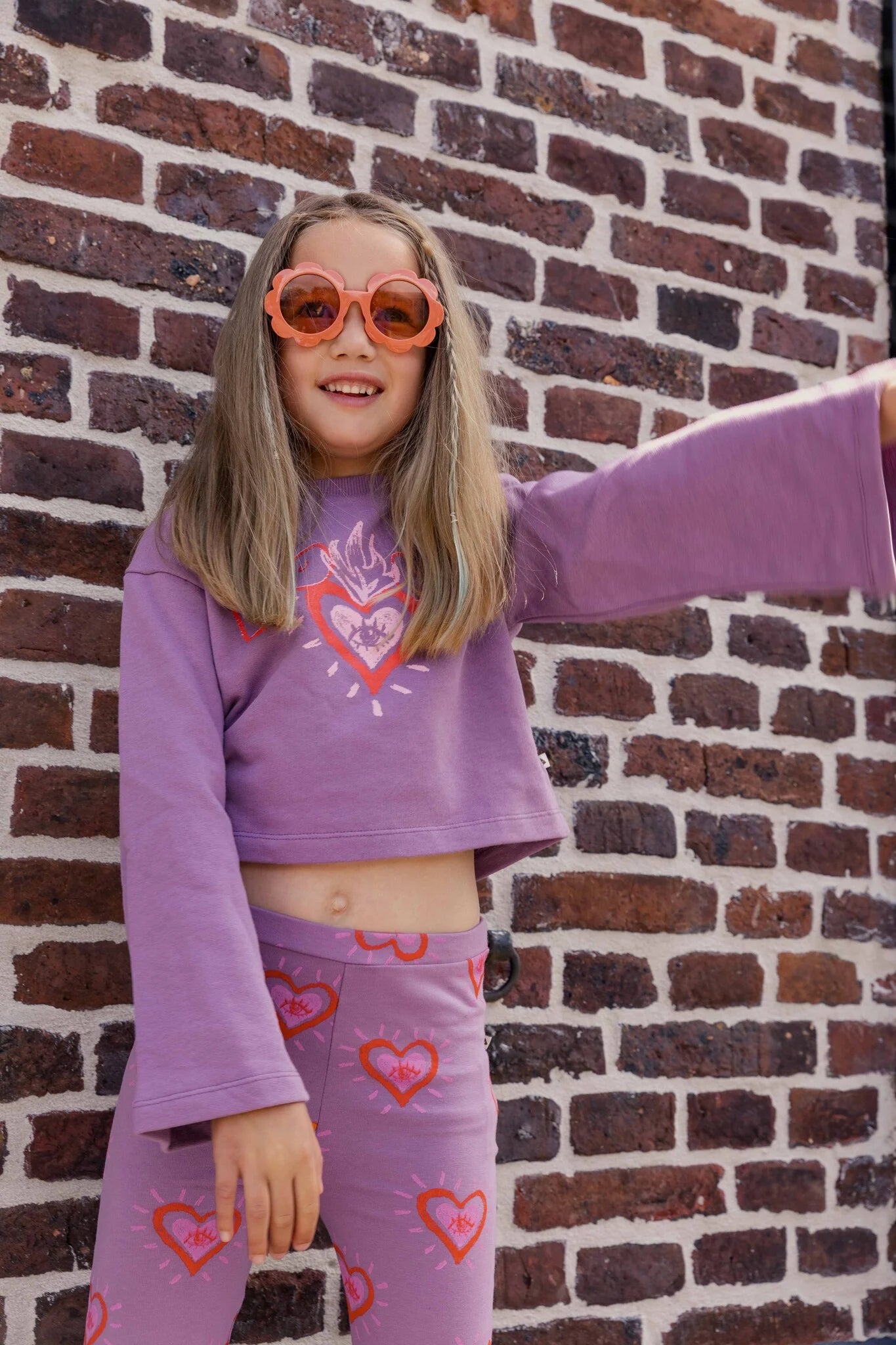 Children's Purple Love Cropped Sweater