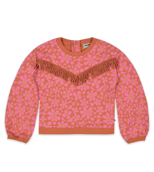 Children's Pink Floral Fringed Sweatshirt
