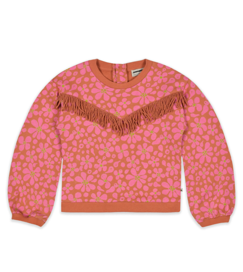 Children's Pink Floral Fringed Sweatshirt