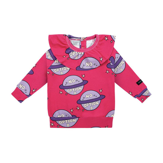 Children's Pink Planet Frilled Long Sleeve