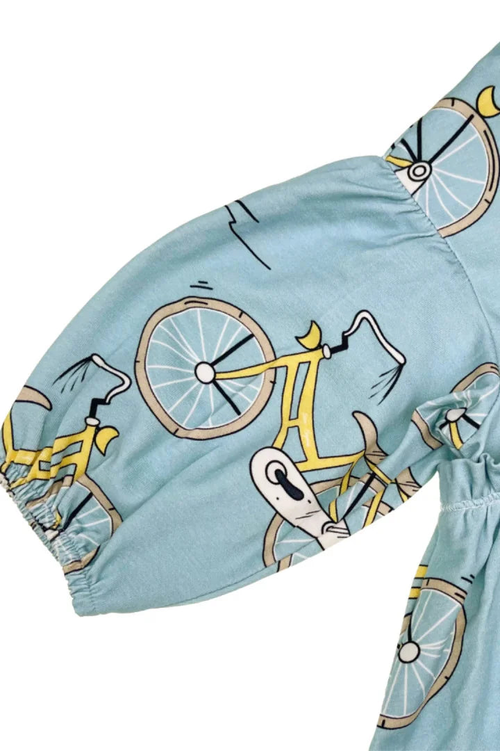Children's Blue Bike Flared Dress
