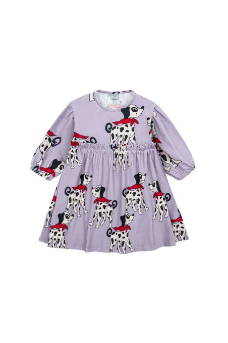 Children's Purple Dalmatian Dog Flared Dress