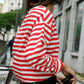 Organic Red Adult Striped Long Sleeve