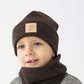 Children's Ribbed Brown Cowl Scarf