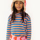 Kid's STRIPES MOCKNECK TEE in Rust and Blue