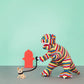 Knitted Rainbow Stripe T Rex Dinosaur Plush Toy