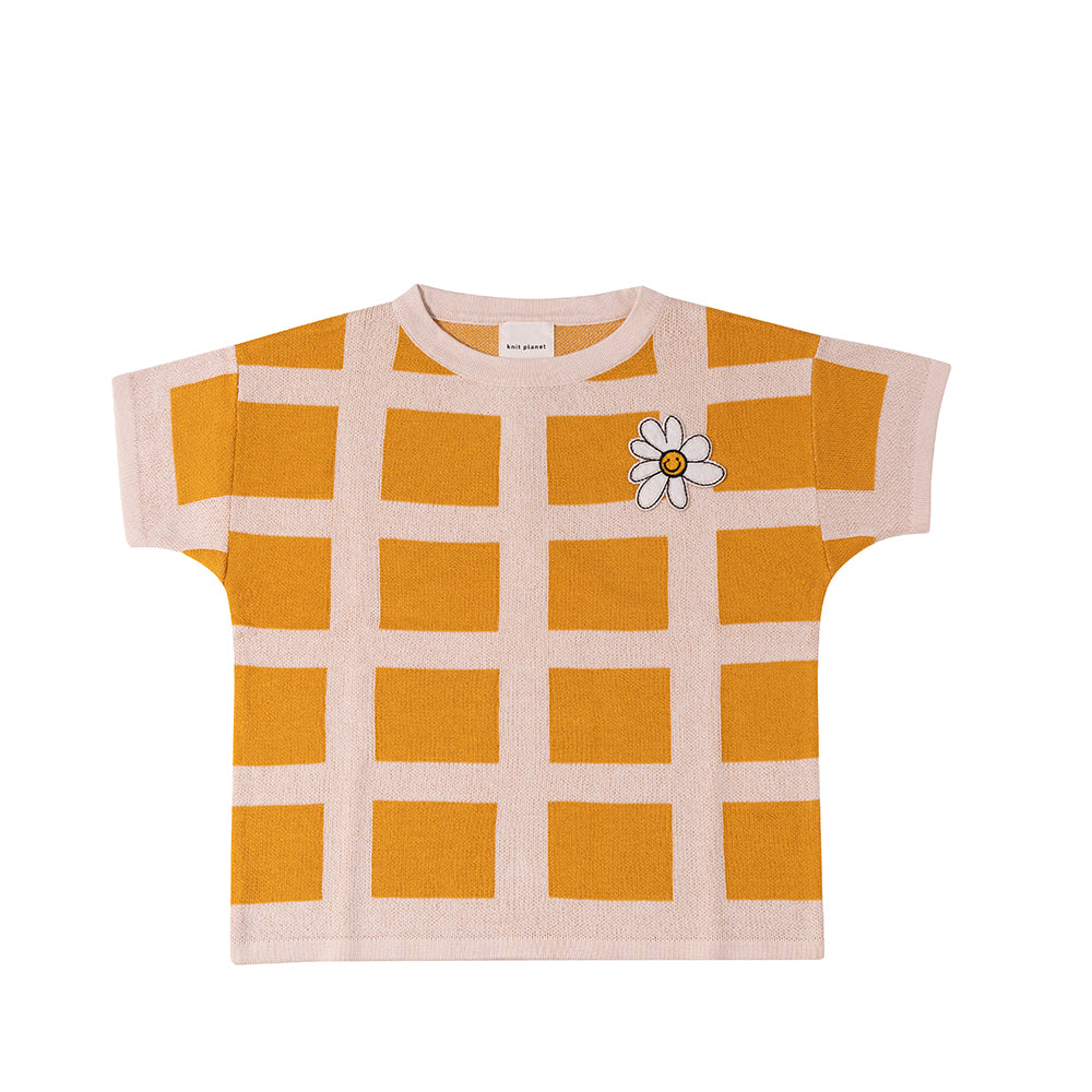 Mustard Squares Knit Top