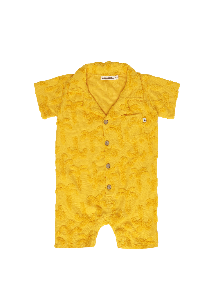 Yellow 3D Palm Print Playsuit LAST ONE 1-2Y