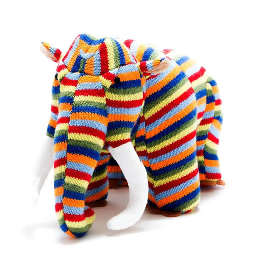 Knitted Bright Stripe Woolly Mammoth Plush Toy
