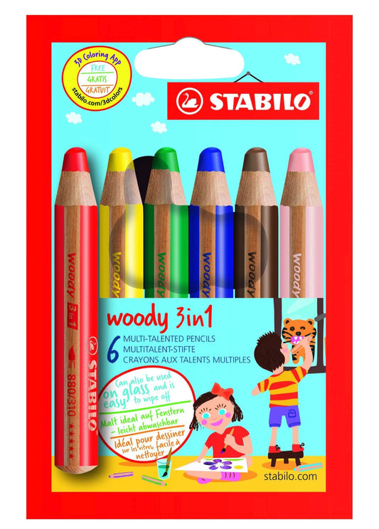 6 Woody all-surface solid-paint pencils for kids