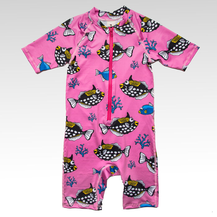 Pink Triggerfish Swim Overall UPF 50+LAST OME 1-2Y